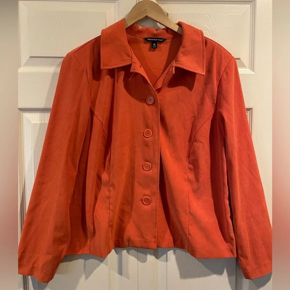 Briggs New York Jackets & Blazers - Briggs New York Y2K Fun Orange Button Blazer Jacket